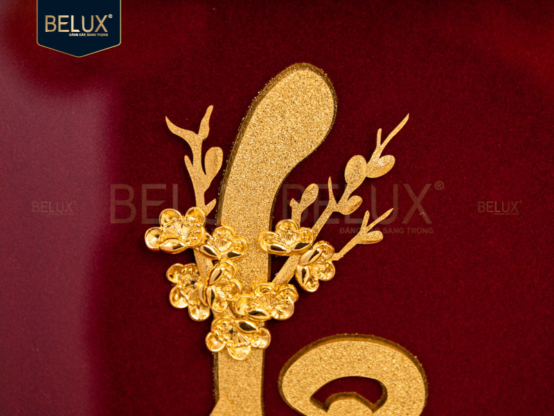 Tranh chữ Lộc thư pháp dát vàng 24k - 32x25cm